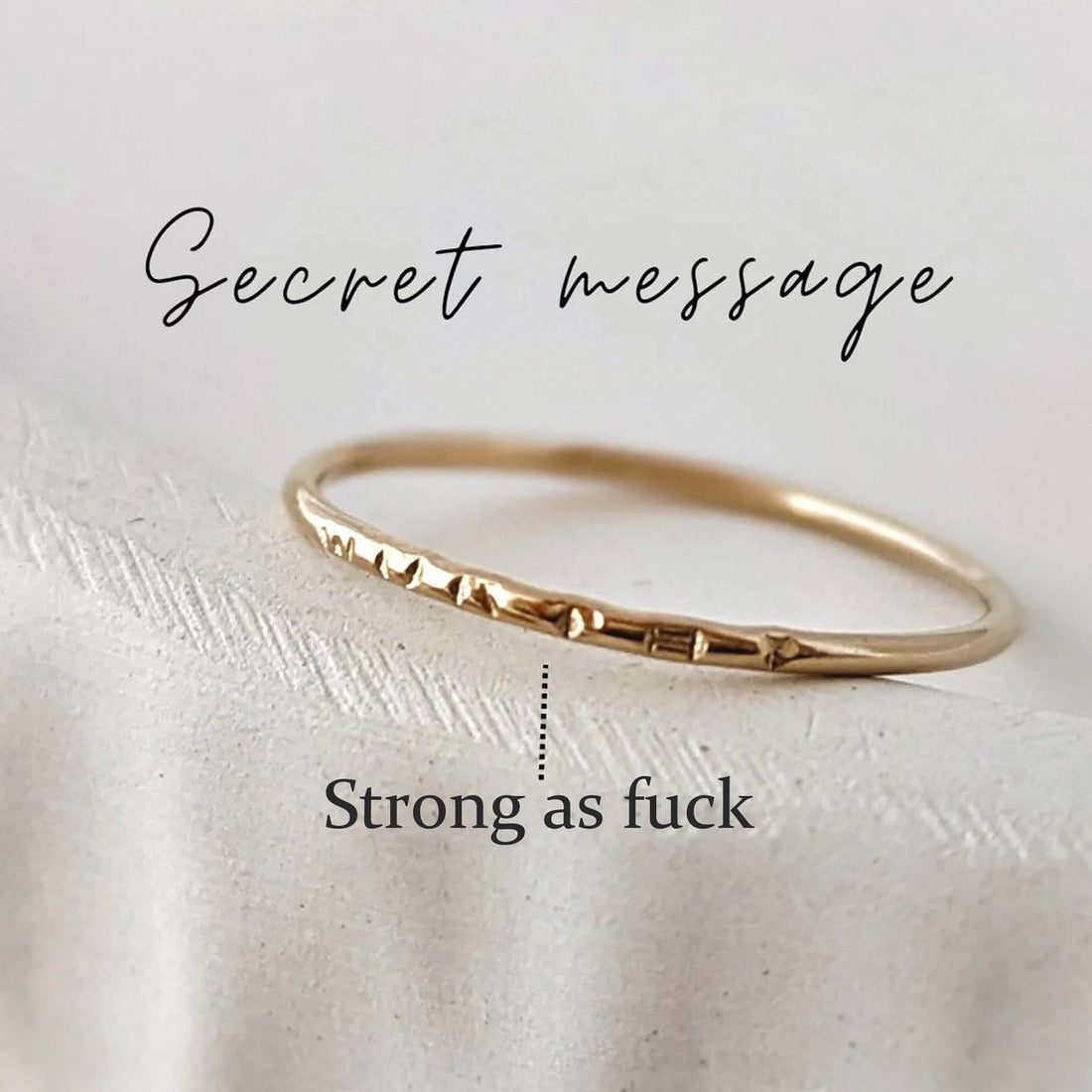 Handcraft 'Strong as Fuck'Secret Message Adjustable Ring