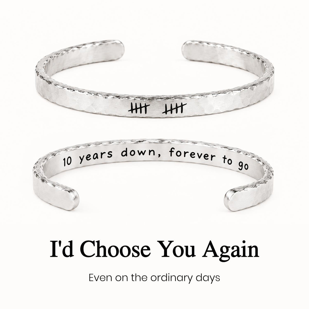 10 years still us tally mark bracelet, 10th anniversary jewelry