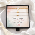 matching heart bracelet set, interlocking heart jewelry design