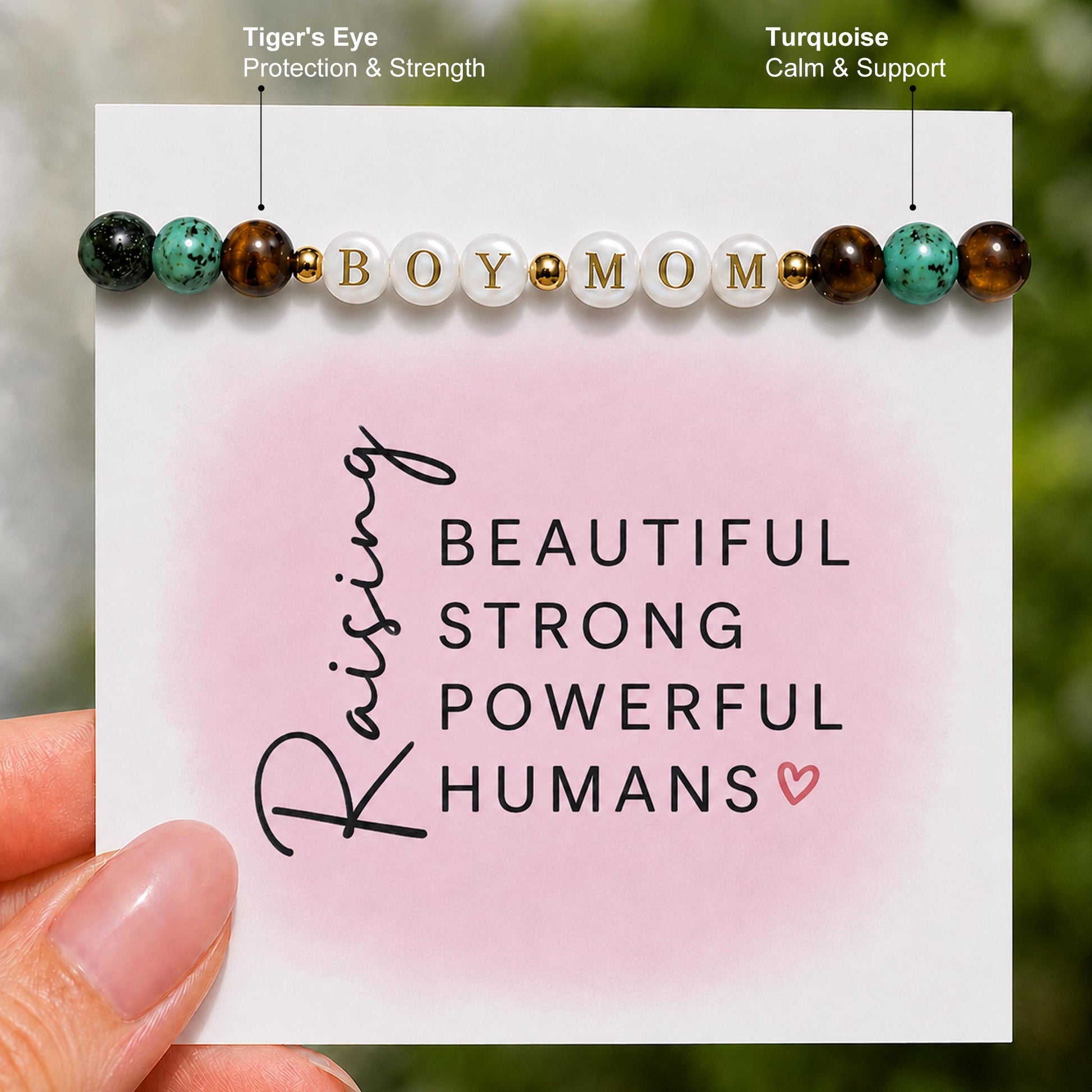 energy stone beaded bracelet for boy moms