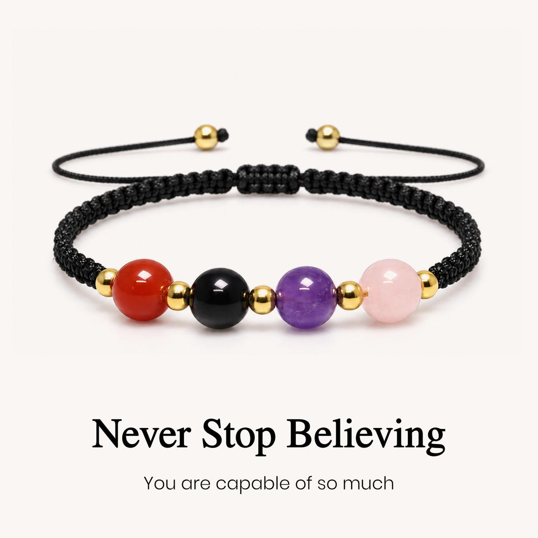 brave and love crystal energy bracelet, inspirational gift jewelry