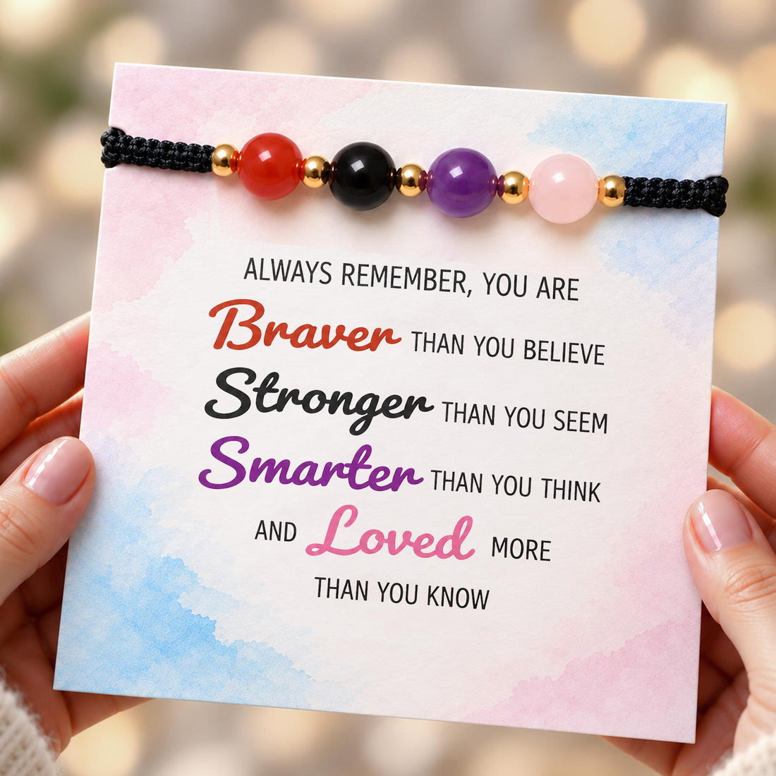 brave and love crystal energy bracelet, inspirational gift jewelry