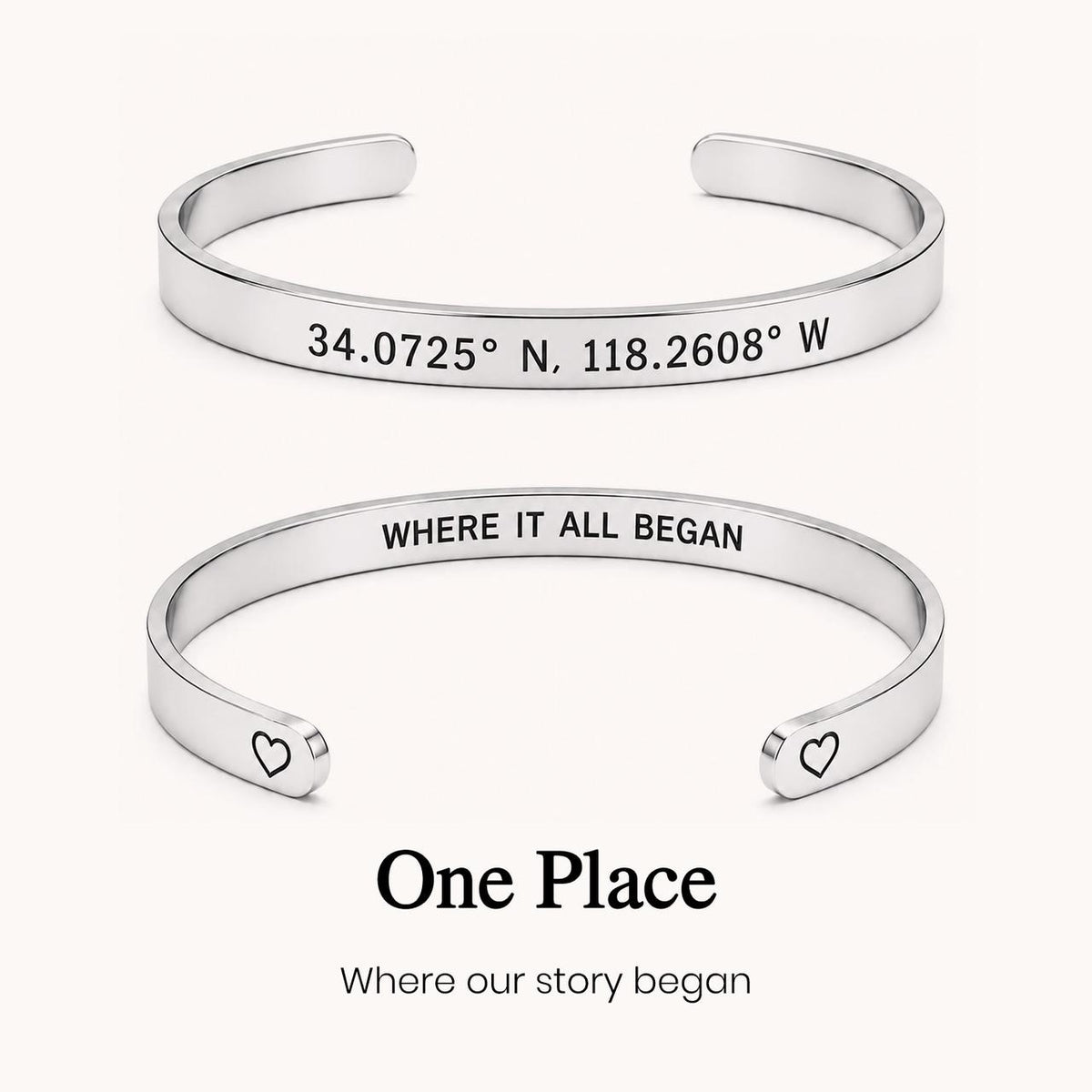custom coordinates hidden message cuff bracelet, personalized location jewelry