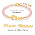 baby elephant bracelet with rose quartz, unconditional love gemstone jewelry