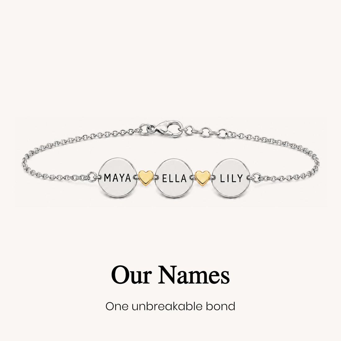 custom name 2-5 round disc bracelet, personalized friendship jewelry