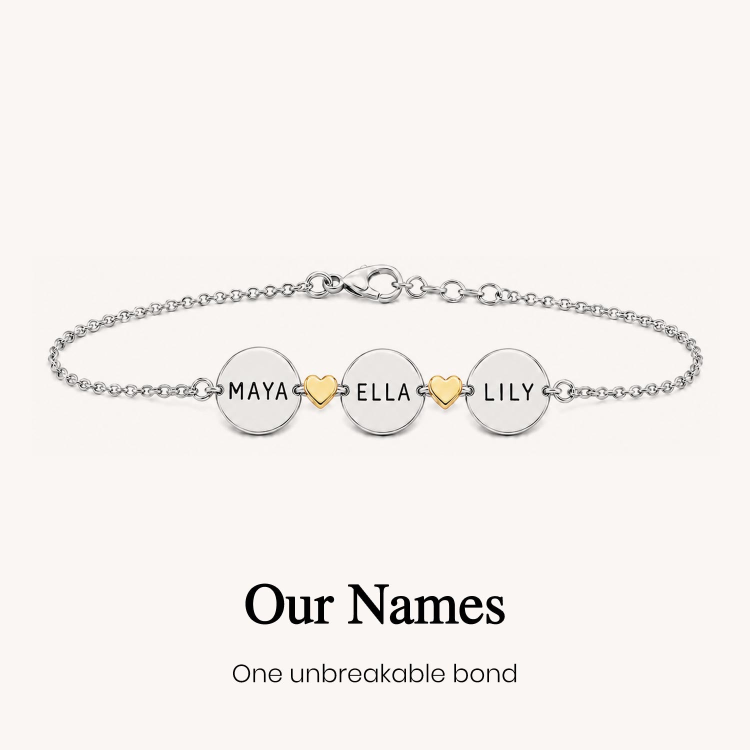 custom name 2-5 round disc bracelet, personalized friendship jewelry