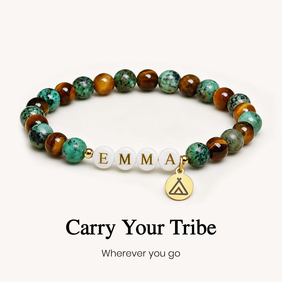 custom name tribe energy stone beaded bracelet