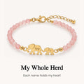 custom name and initial little elephant crystal bracelet, personalized mom jewelry