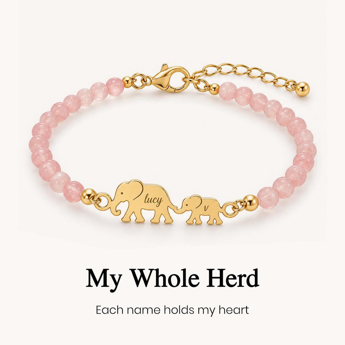 custom name and initial little elephant crystal bracelet, personalized mom jewelry
