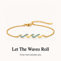 custom wave birthstone bracelet, personalized support jewelry