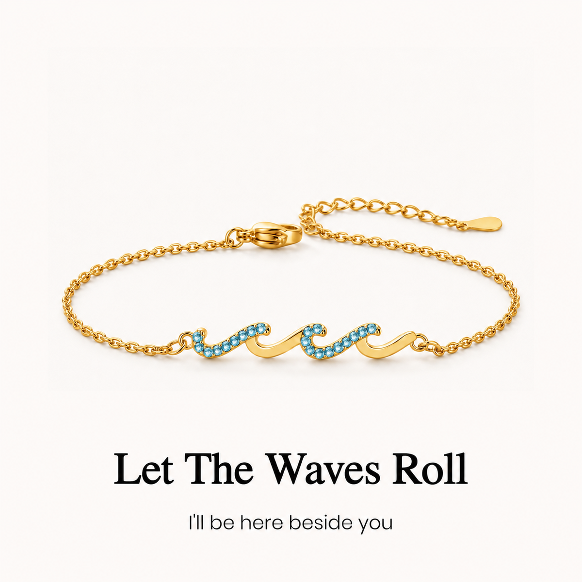 custom wave birthstone bracelet, personalized support jewelry