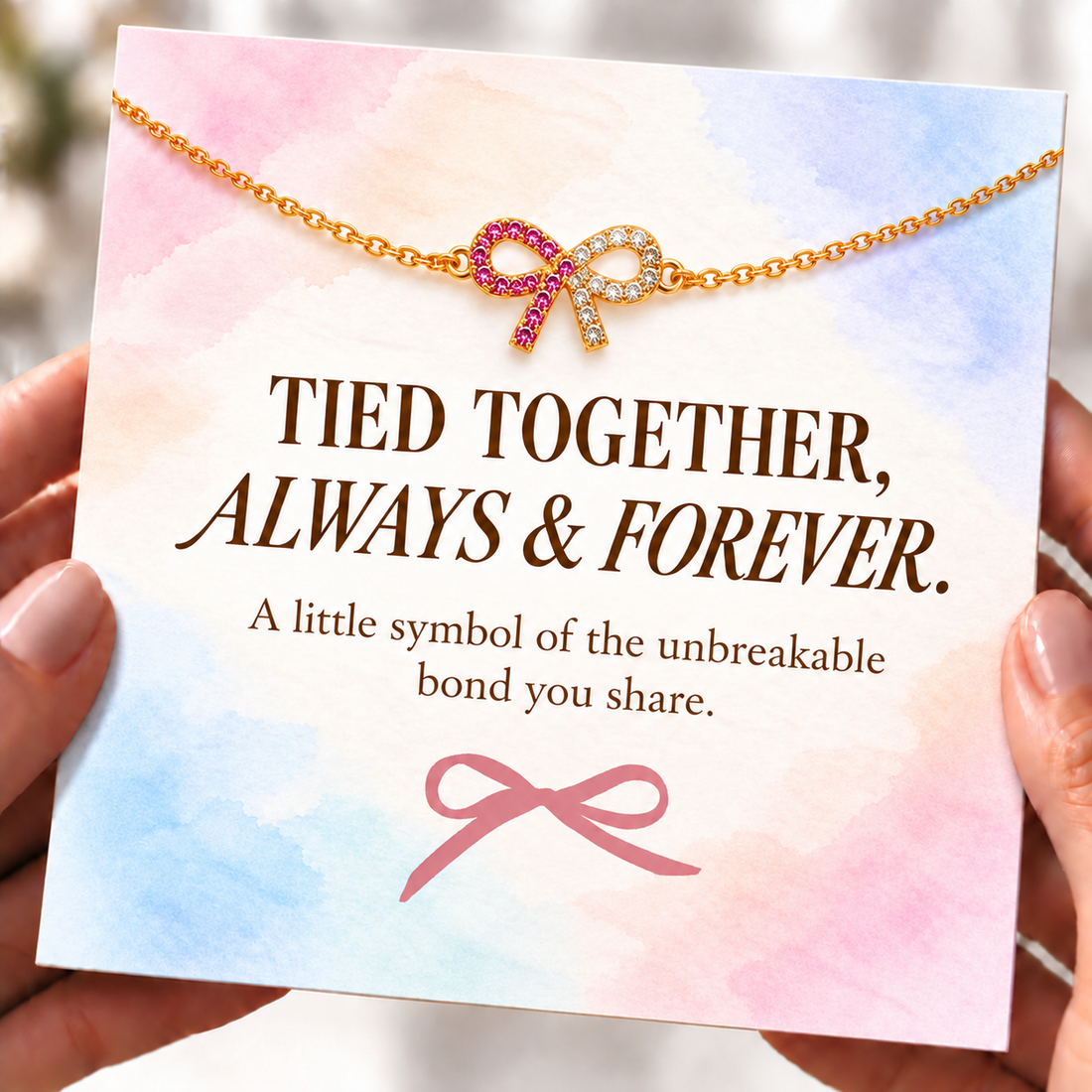 Custom Birthstone Bow Bracelet, symbolic connection jewelry