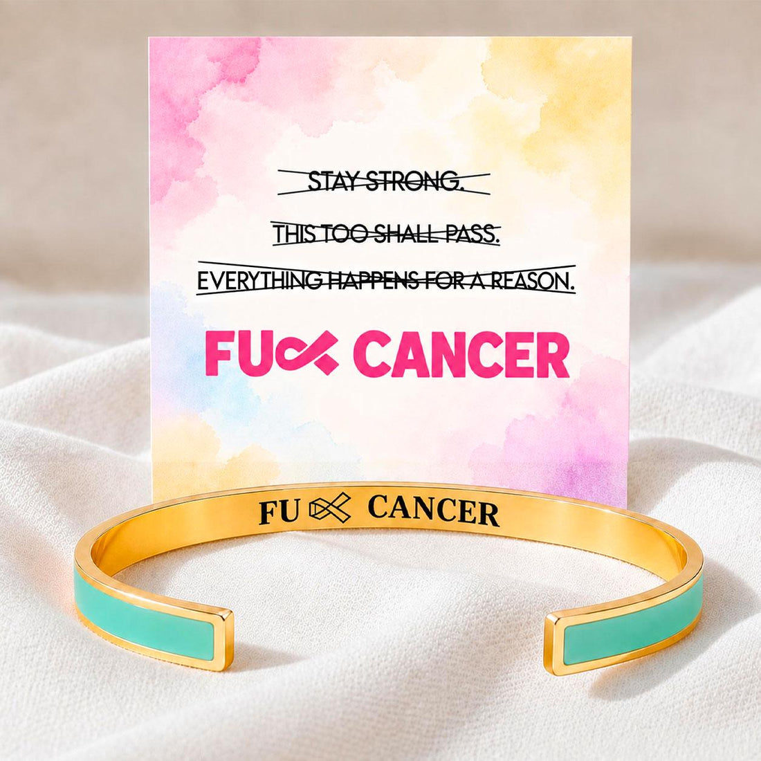 fuck cancer color cuff bracelet, cancer support statement bracelet