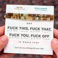 fuck this fuck that message bracelet, bold attitude jewelry