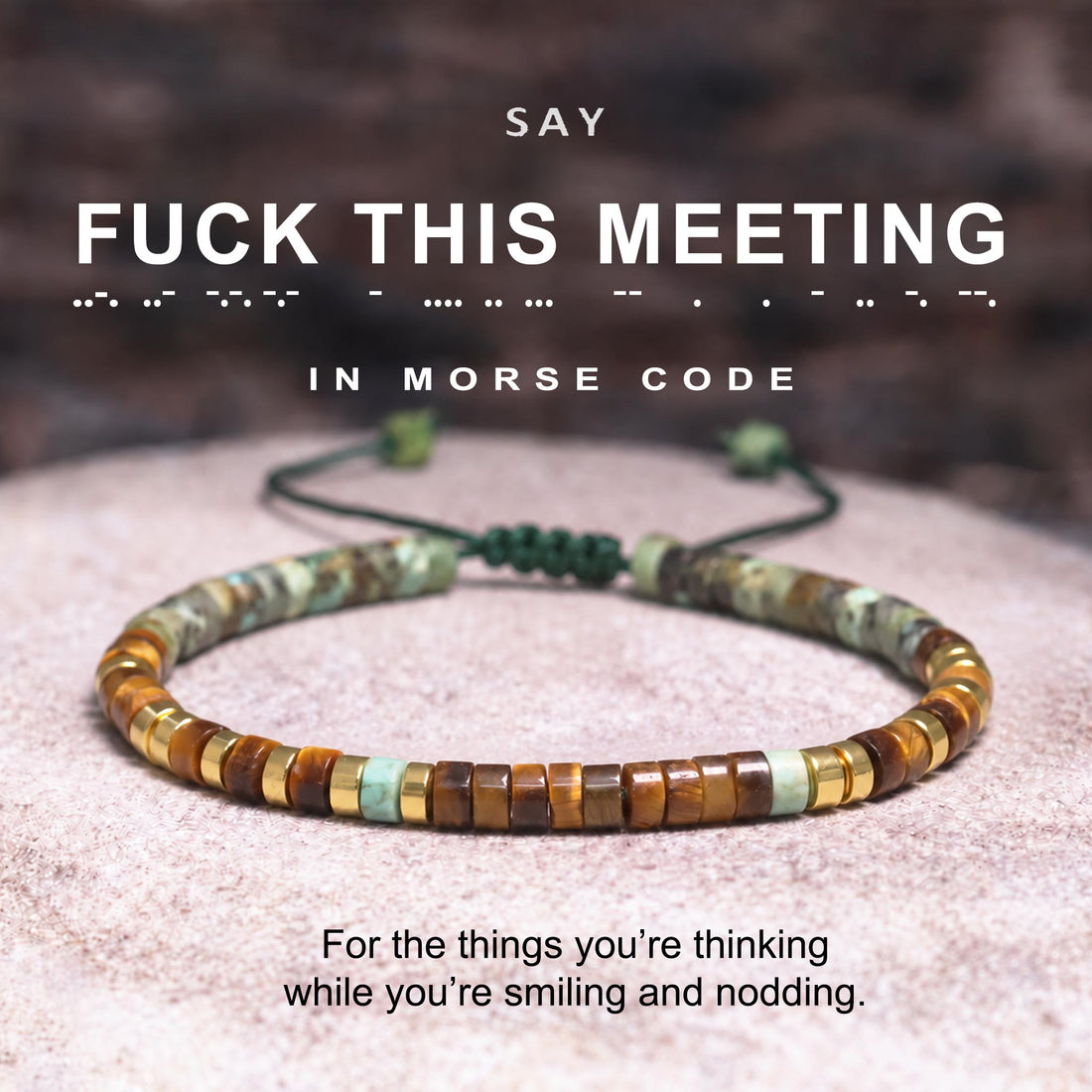 fuck this meeting morse code bracelet, funny office humor jewelry