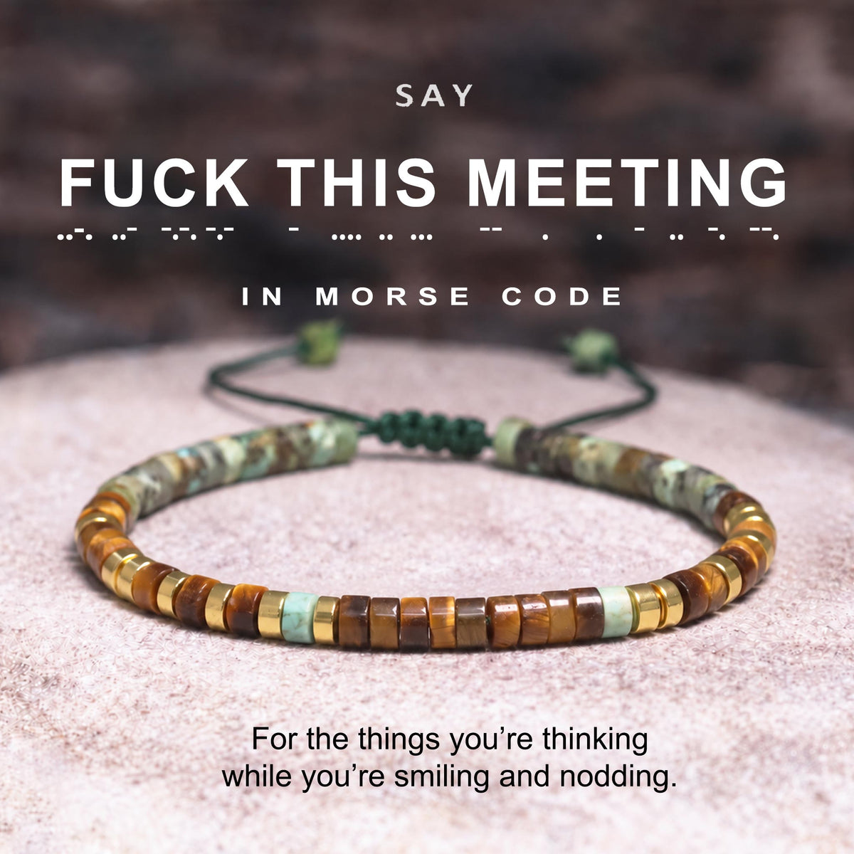 fuck this meeting morse code bracelet, funny office humor jewelry