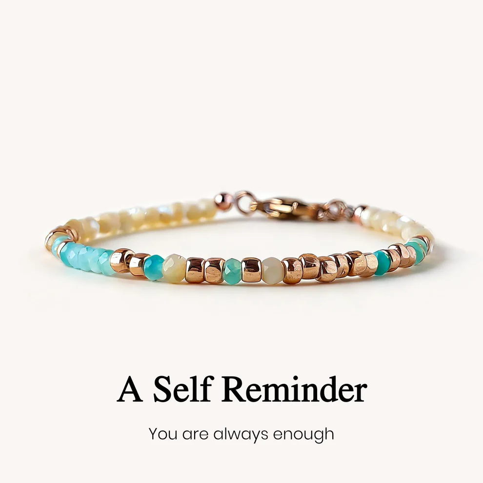gemstone i am enough morse code bracelet