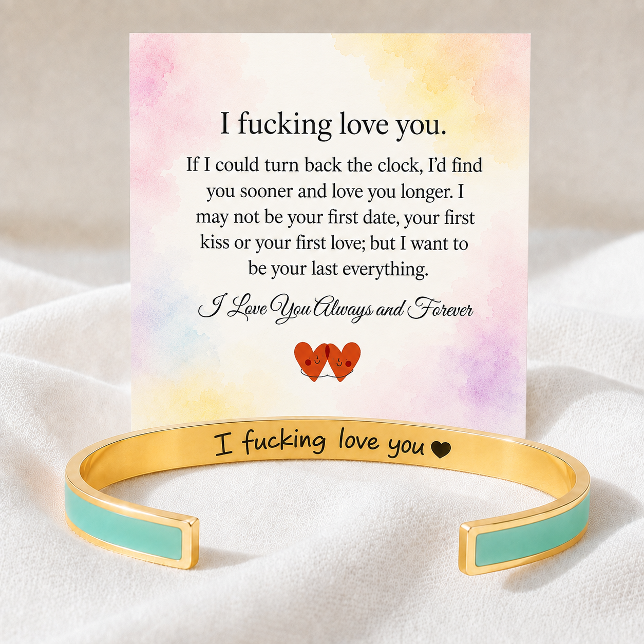i fucking love you cuff bracelet, hidden message bracelet design