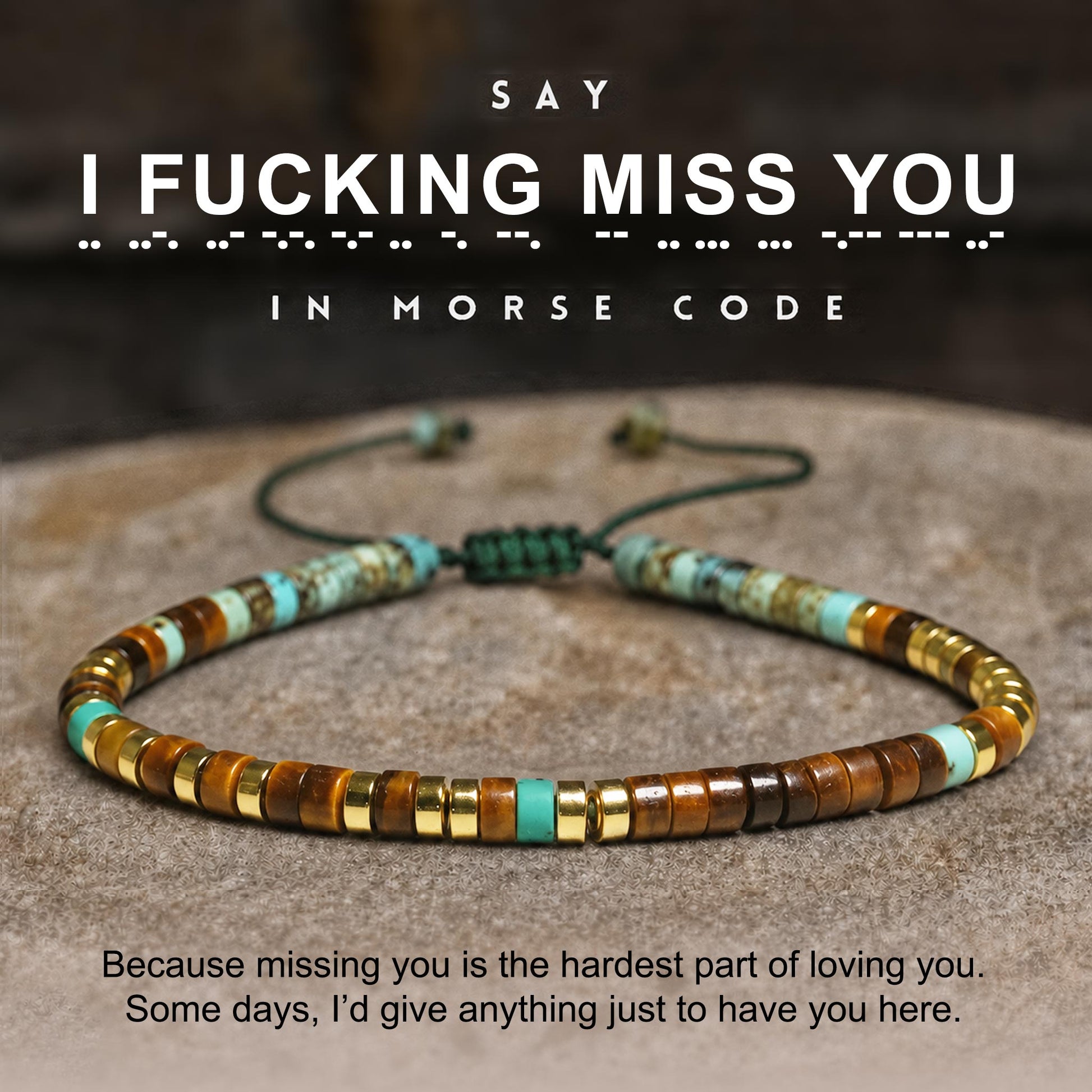 i fucking miss you morse code bracelet, morse code jewelry