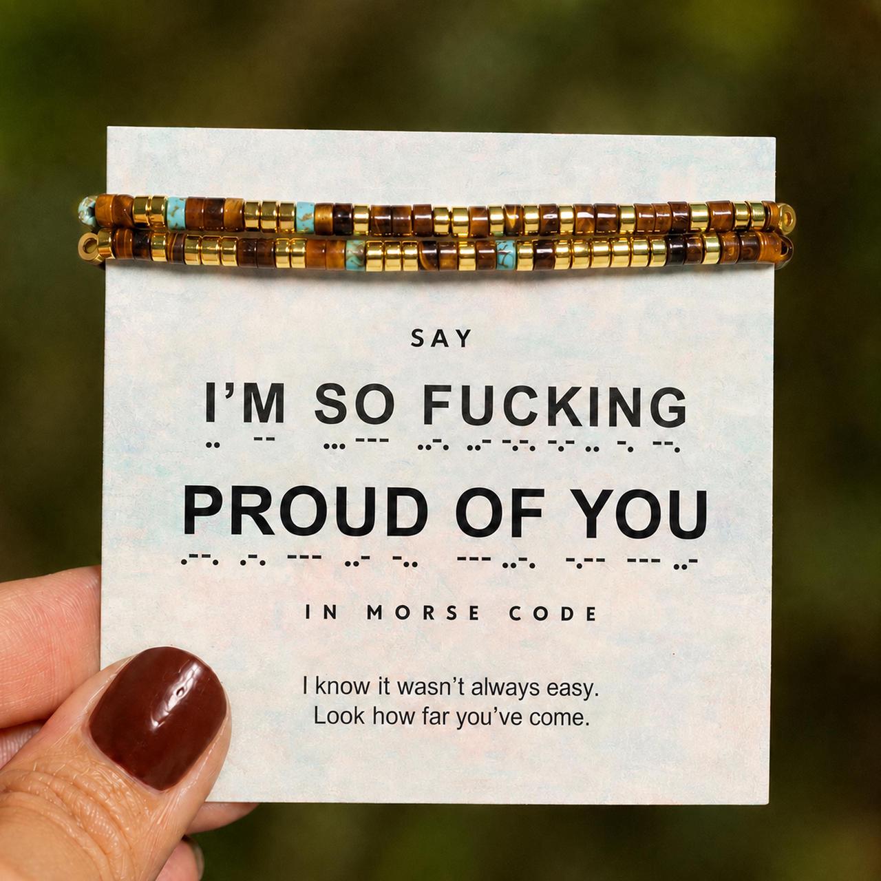 double layer morse code bracelet, proud of you hidden message design