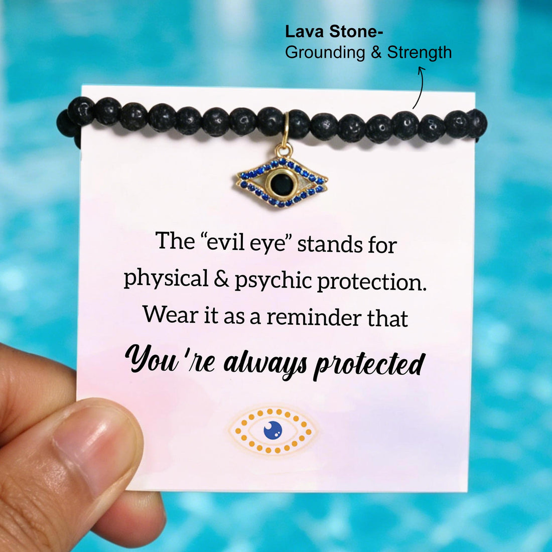 Lava Stone Evil Eye Protect Bracelet