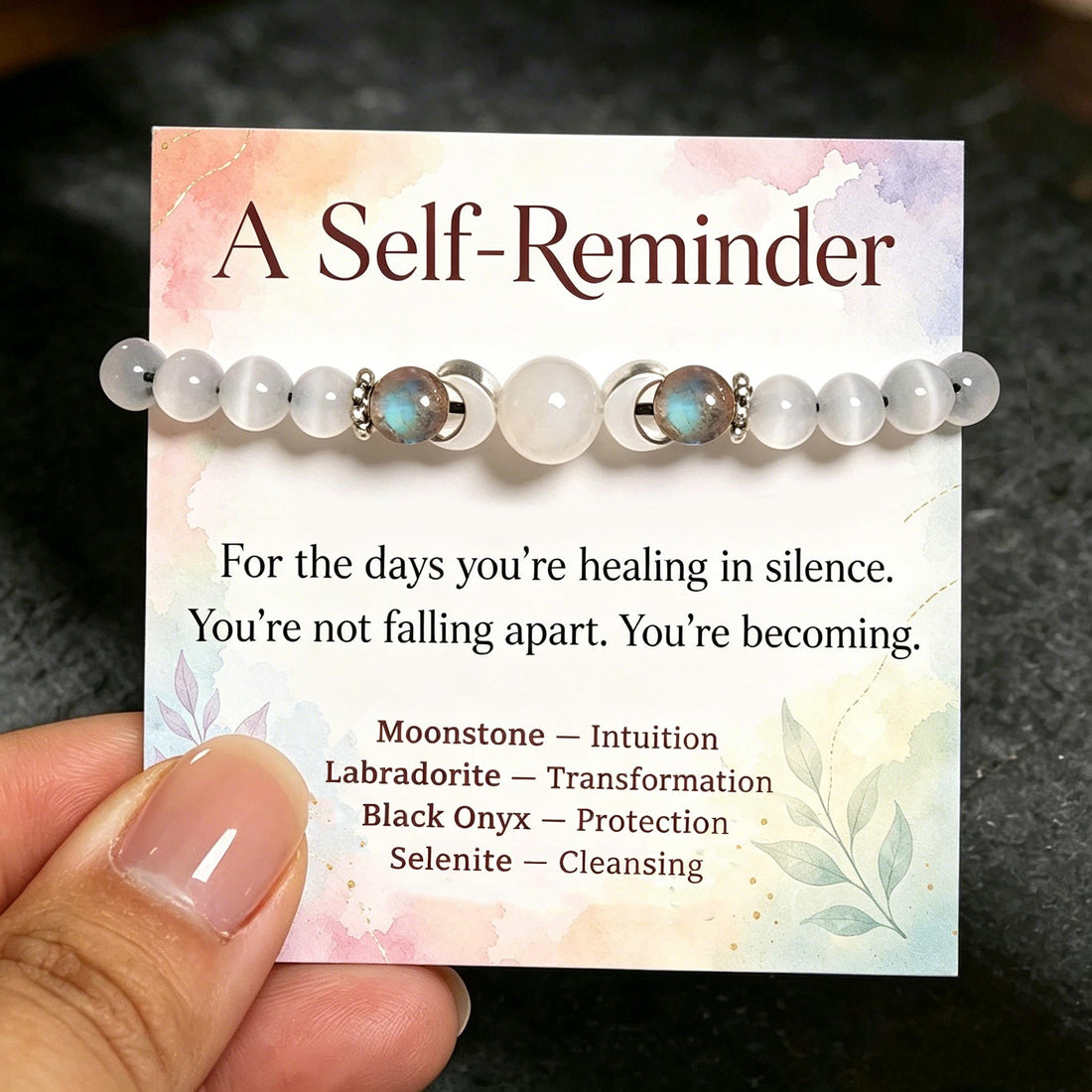 Moon Phases Moonstone Healing Crystal Bracelet
