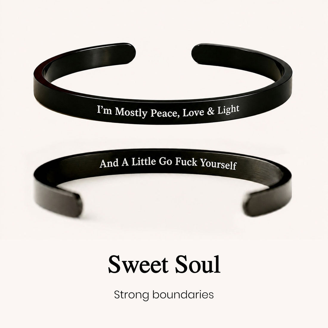 peace love and light mantra cuff bracelet