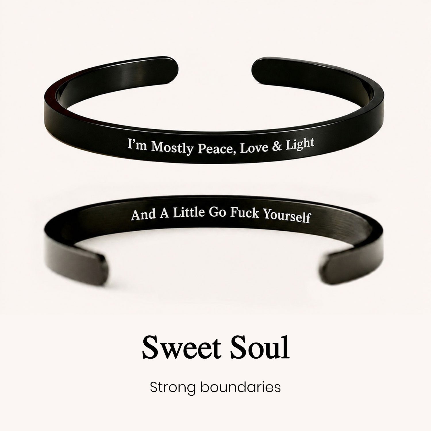 peace love and light mantra cuff bracelet