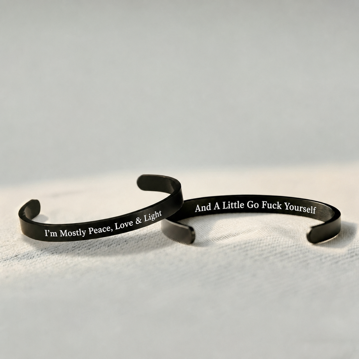 double sided engraved mantra cuff bracelet