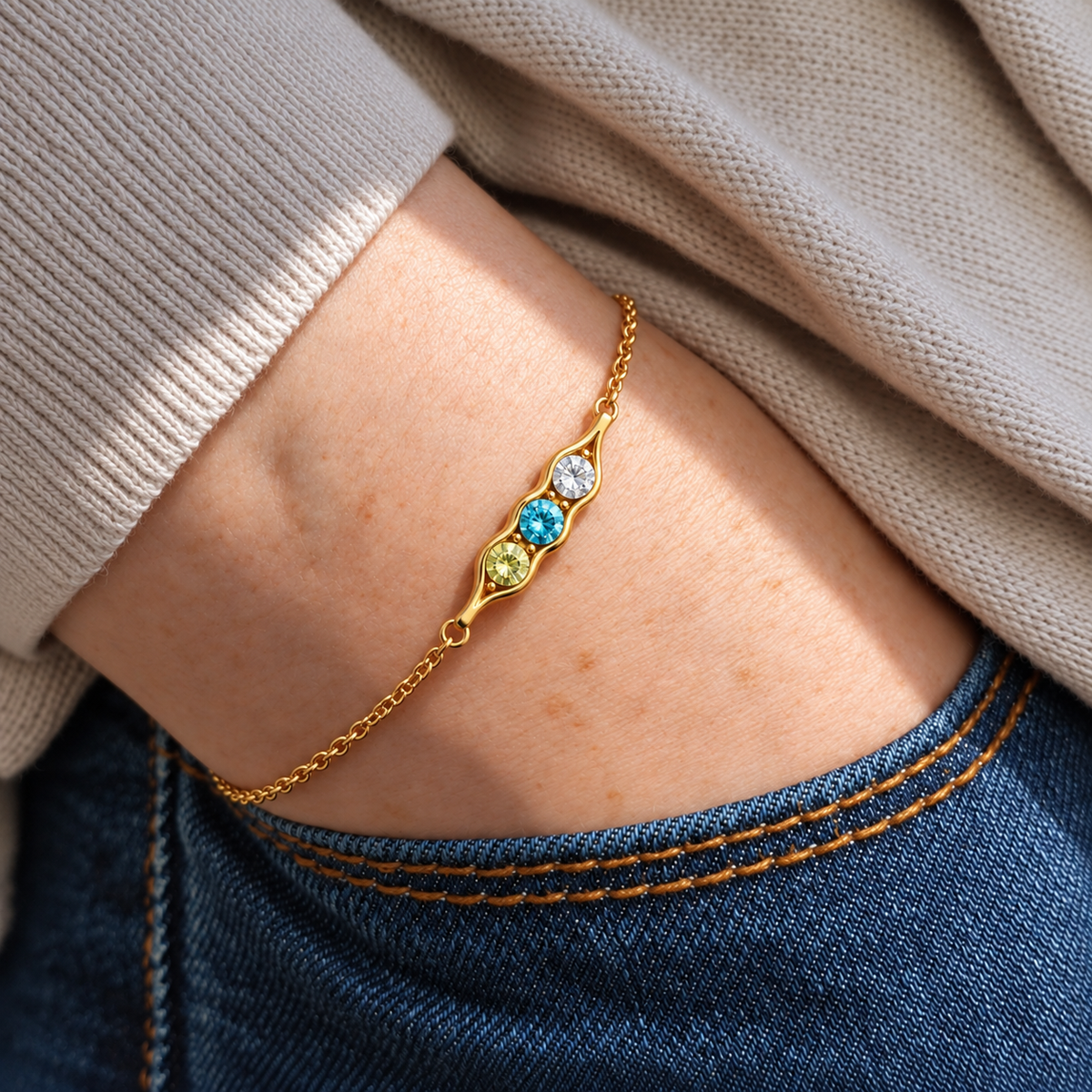 multiple birthstone bracelet, symbolic connection jewelry