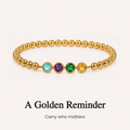personalized birthstone gold beaded bracelet