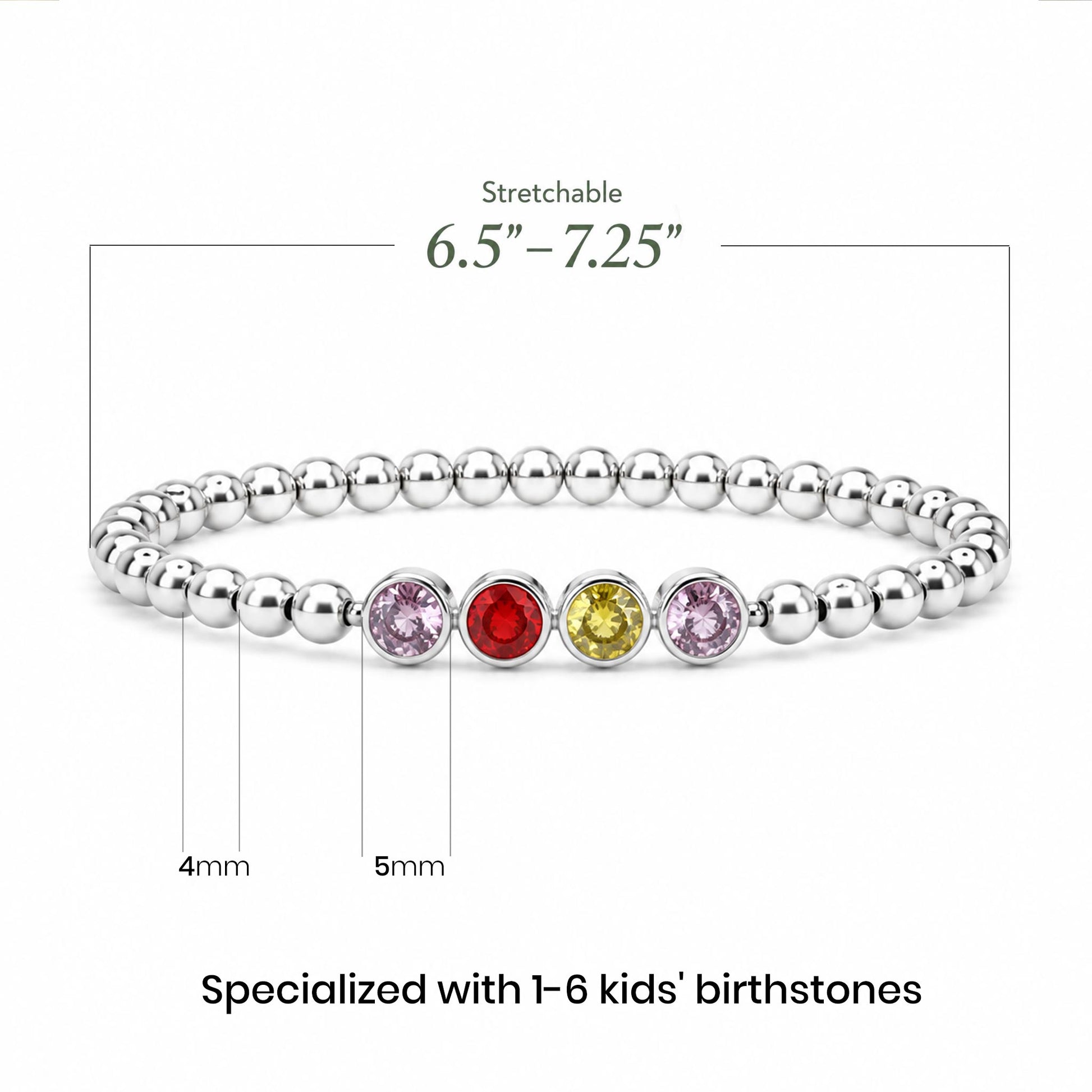 gold beaded bracelet with multiple birthstones
