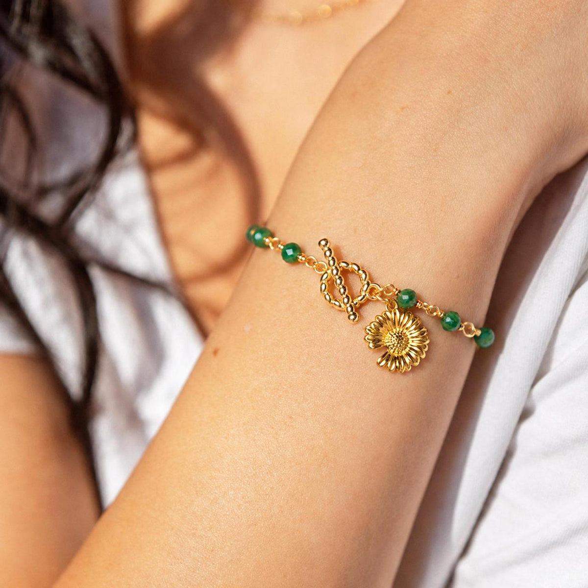 sunflower symbolic bracelet, sentimental jewelry for someone special