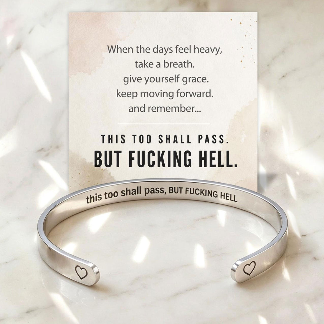 This Too Shall Pass Hidden Message Cuff Bracelet