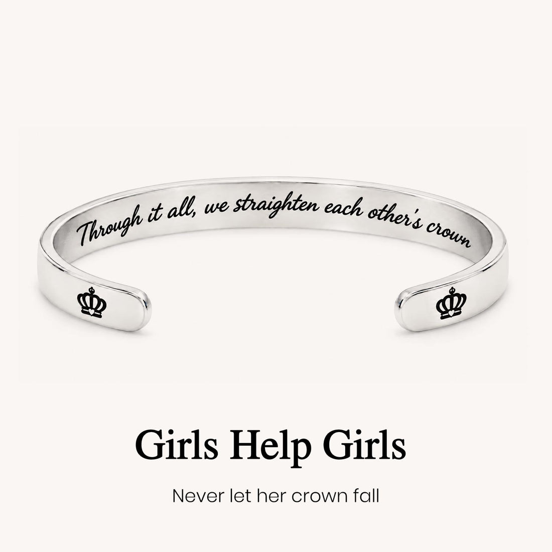 through it all crown mantra cuff bracelet, friendship support jewelry