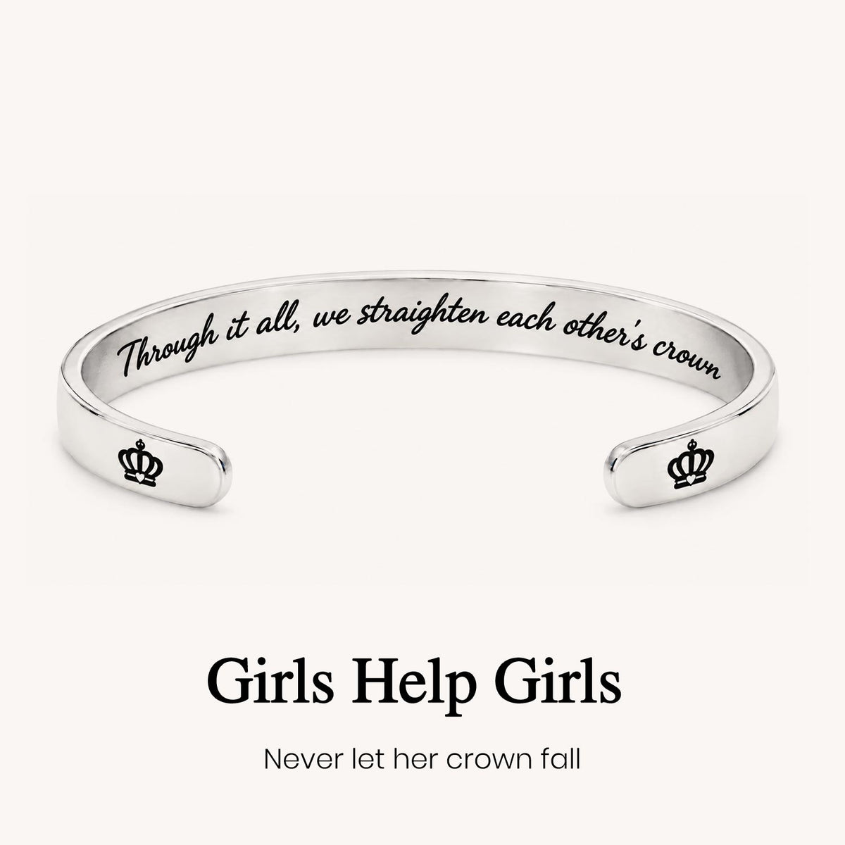 through it all crown mantra cuff bracelet, friendship support jewelry