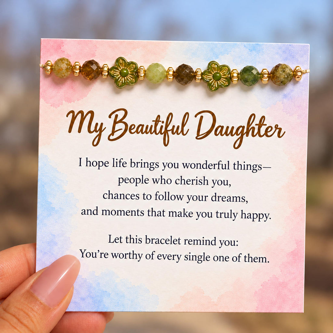 tsavorite flower crystal energy bracelet, daughter and granddaughter gift