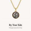 black shell moon pendant necklace, symbolic support jewelry