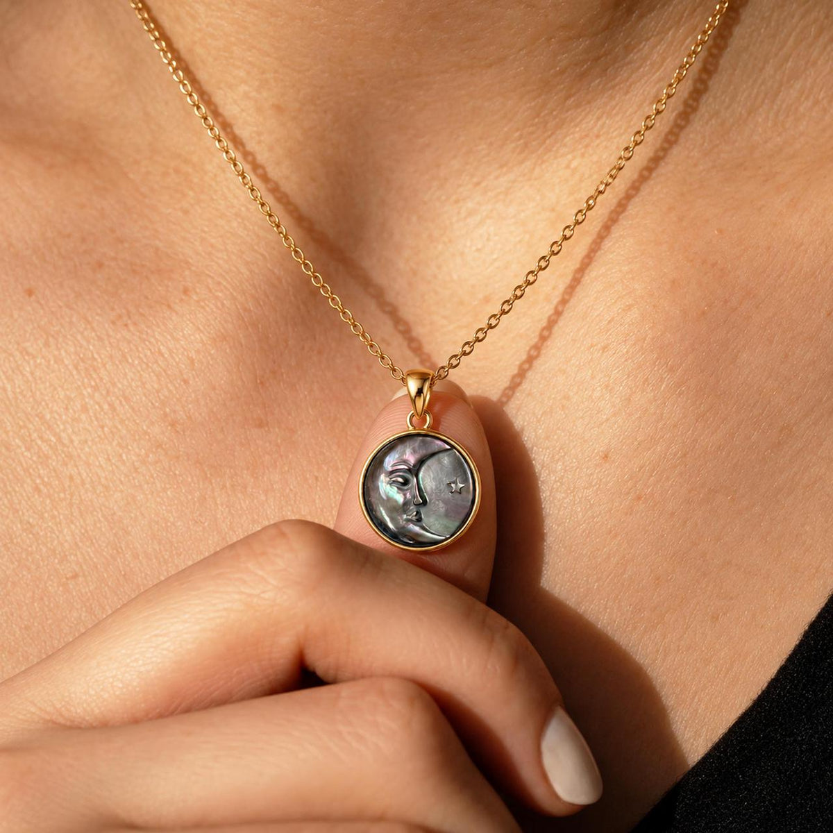 moon pendant necklace, everyday support reminder jewelry
