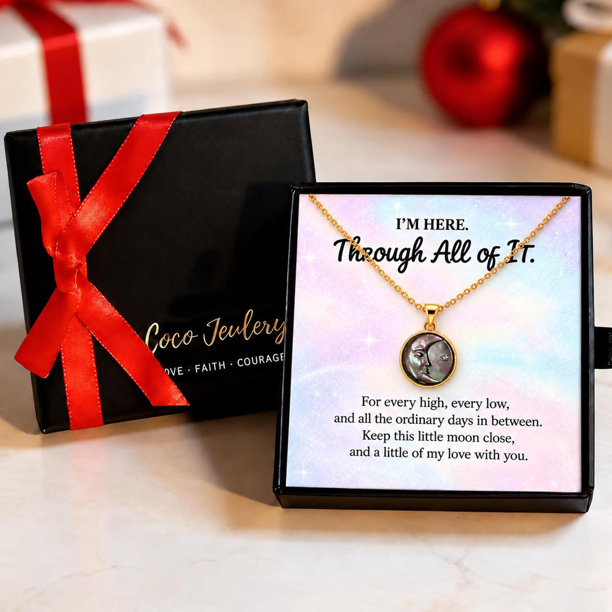 support necklace gift, sentimental moon jewelry for someone special, gift-ready