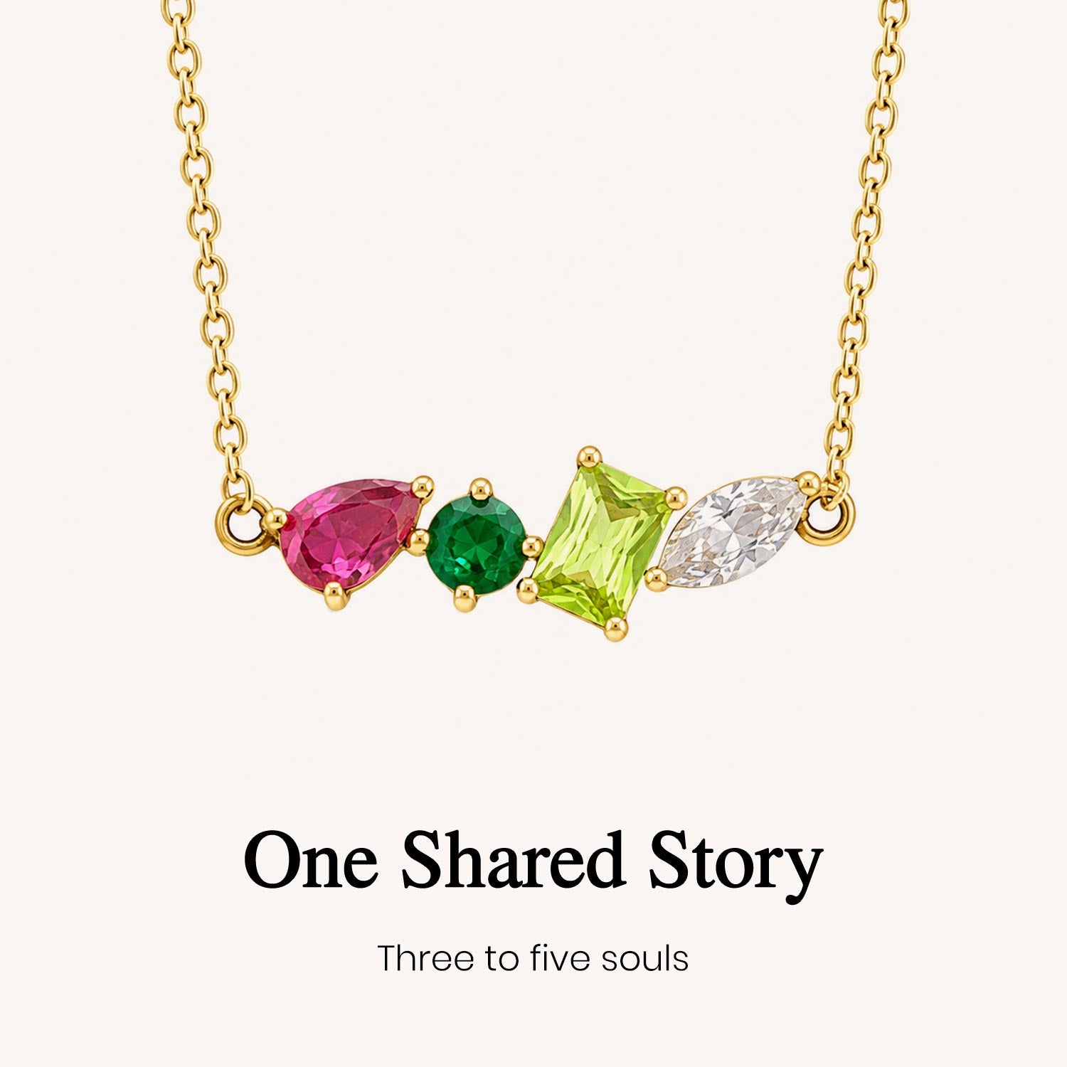 custom 3-5 birthstone row necklace, multiple birthstone jewelry
