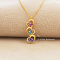 heart charm necklace with 1-5 birthstones