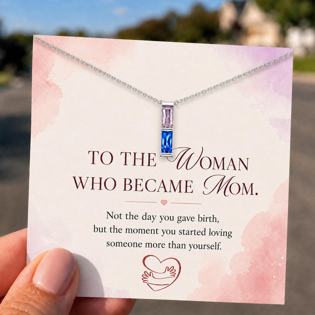 Custom Birthstone Necklace for New Mom