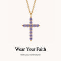 custom cross pendant birthstone necklace, meaningful Christian jewelry