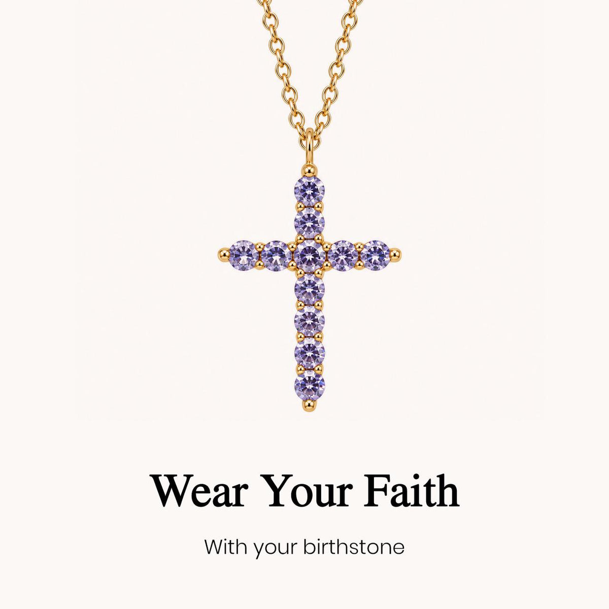 custom cross pendant birthstone necklace, meaningful Christian jewelry