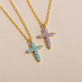 cross pendant birthstone necklace, personalized faith jewelry