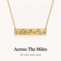 custom dual map and birthstone necklace, personalized location jewelry