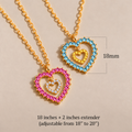 dual heart birthstone necklace, mother daughter jewelry symbolizing a lasting bond