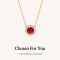 custom round birthstone necklace, personalized birthstone jewelry