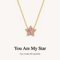 custom sparkle star birthstone necklace, personalized birthstone jewelry